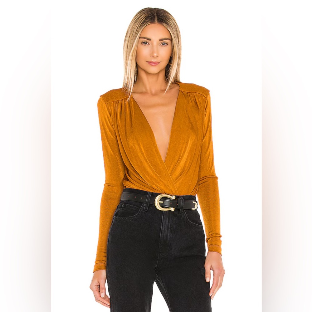 Free People Turnt Long Sleeve Bodysuit in Honey Ginger